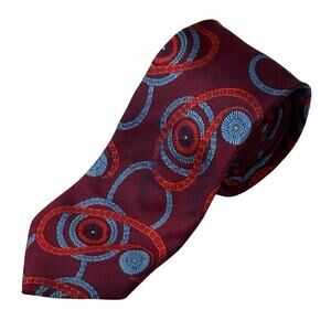 PRIVATE STOCK Men's Neck Tie Paisley Burgundy Red Blue Handmade Silk 3.25" x 60"